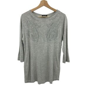 Olsen Gray Long Sleeve Embellished Top